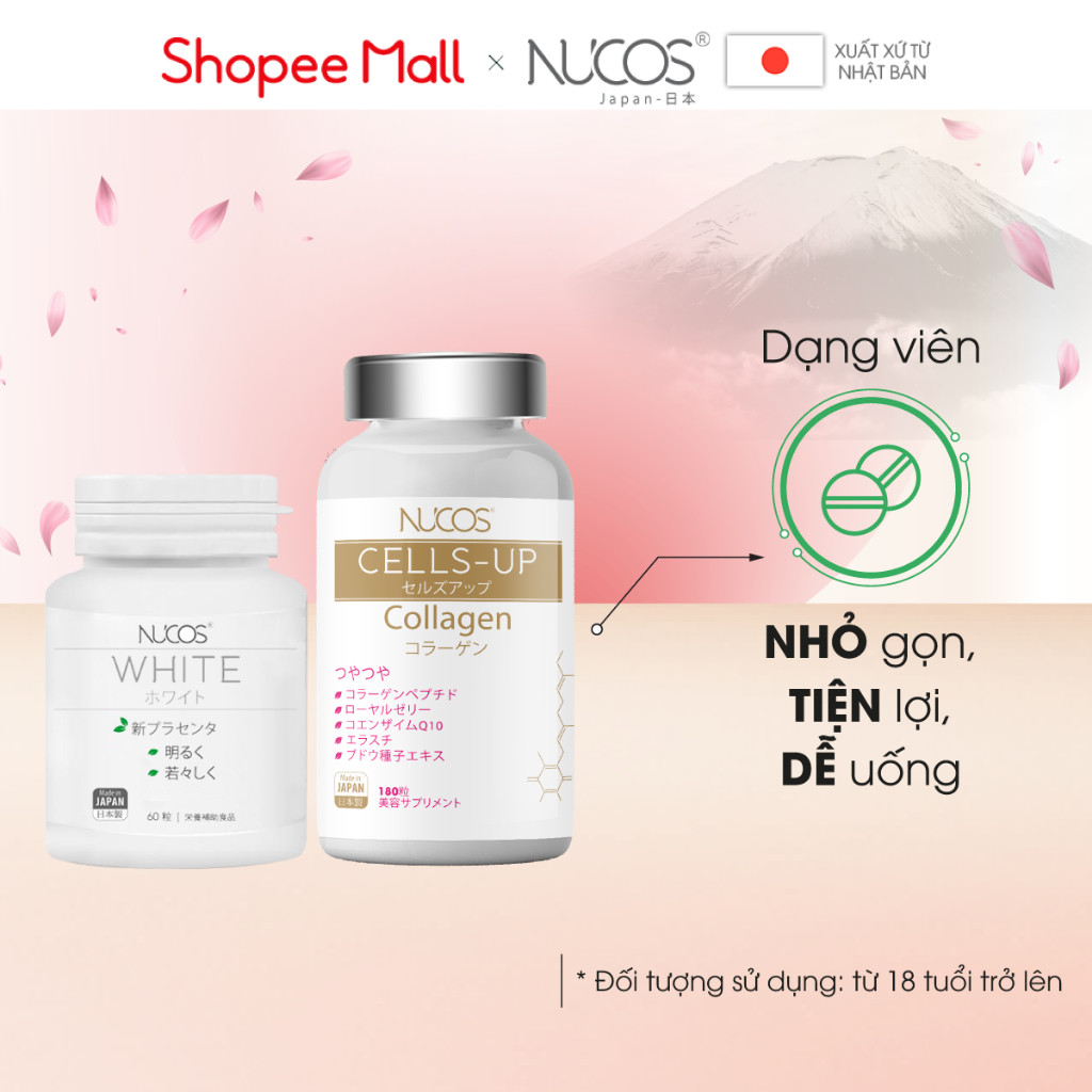 Ảnh TPBVSK Combo Hỗ Trợ Chống Lão Hoá Viên Uống Nucos White Hộp 60 Viên Và Nucos Cells Up Hộp 180 Viên 4