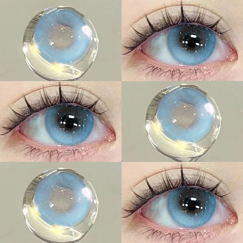 [0.00--6.00] Kính áp tròng Set 2 chiếc Ống kính áp tròng màu xám 14,5mm một năm 0,00---6,00 độ 1105