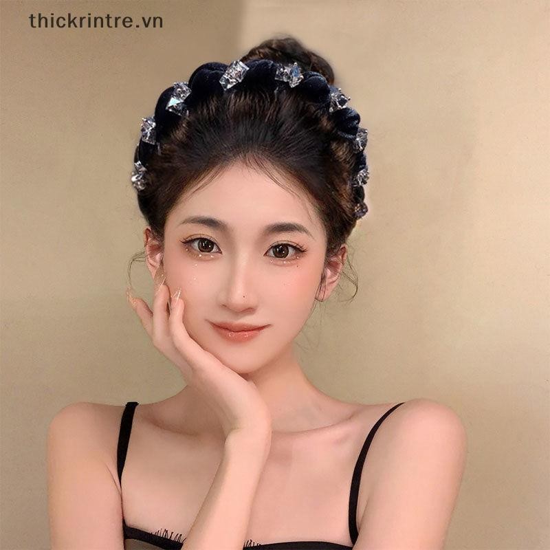 Thi Pháp Sang Trọng Pha Lê Đen Tóc Vòng Hàn Quốc Vintage Tính Khí Tóc Cho Bé Gái Phụ Kiện Tóc Mũ VN