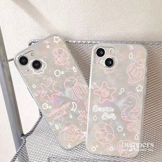 ibumpers Ốp Điện Thoại iPhone Dreamy Fresh Ocean Pattern Cho IPhone 16 15 14 12 13 11 Pro Max IP 7 8 Plus X XS XR Mỏng Ốp Lưng Trong Suốt TPU Silicon Mềm Chống Sốc