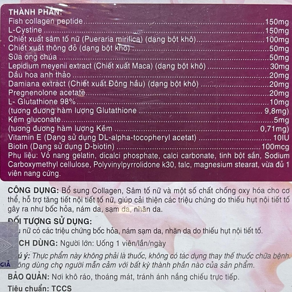 Viên Uống Beauty Collagen C+ AYOYA Bổ Sung Collagen Sâm Tố Nữ Cân Bằng Nội Tiết Tố Nữ Hộp 30 Viên
