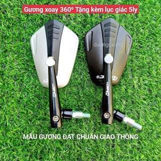 Gương xe máy kính chiếu hậu xoay 306 độ đạt chuẩn giao thông H2c- Mẫu 5 cạnh phối màu - caoduongracing phụ tùng xe máy