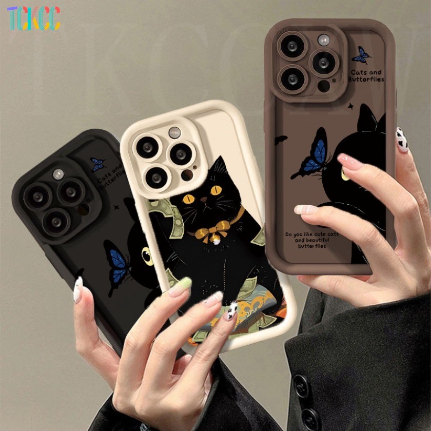 Ốp điện thoại mềm silicon hình mèo đen đáng yêu cho Realme GT Master Edition Q3 Pro Carnival GT Neo 5 SE 2T Q3S Narzo 50A 50i Prime