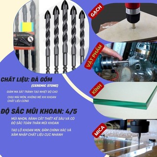 Mũi khoan đa năng 2 cạnh, 4 cạnh Kapusi Japan chân tam giác phù hợp khoan các chất liệu kính sắt bê tông