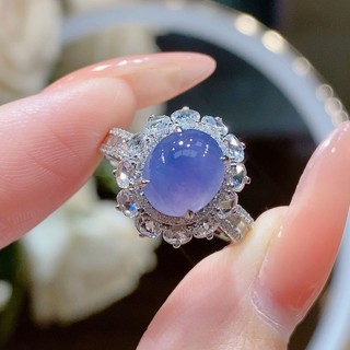 ✨Hoa Đá Tự Nhiên Marrow Tím Đá Hạt Nhẫn Kẻ S925 Bạc Giả Kim Cương Nhẫn Sang Trọng Tính Khí Sang Trọng Huỳnh Quang 25.4.8
