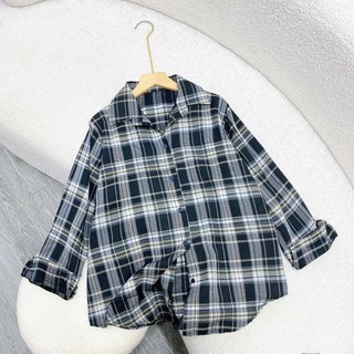 Áo sơ mi bigsize tay dài caro đơn giản khoác ngoài form rộng hottrend dễ phối đồ cho nàng 55 - 95 kg - SM182