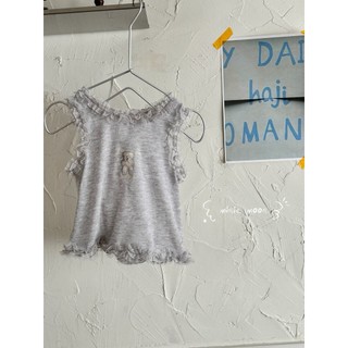 Áo vest ren gấu cho bé gái, quần denim ống rộng, quần dài