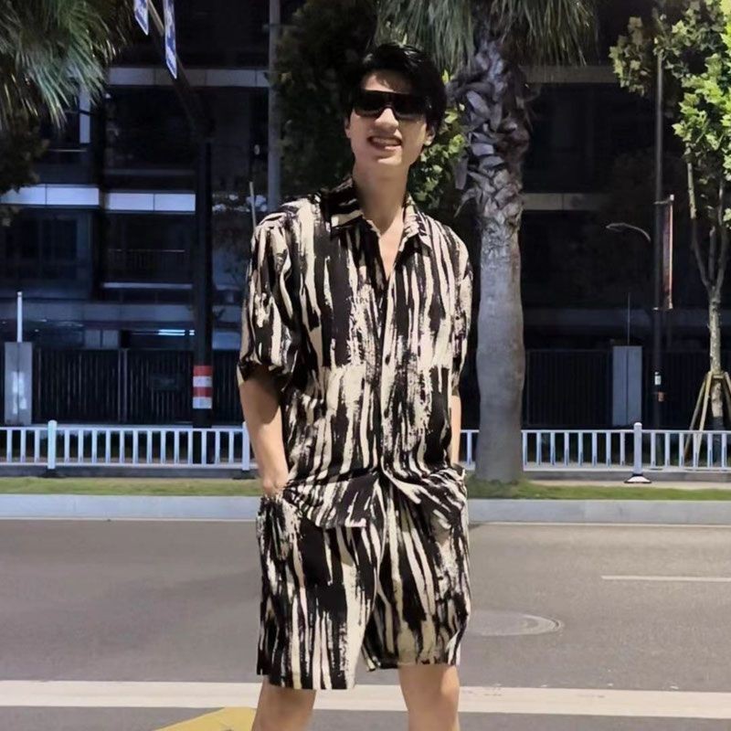 Bộ Đồ Đi Biển Nam Mùa Hè Thường Ngày Sanya Du Lịch Mặc Quần Áo Đi Biển Kỳ Nghỉ Quần Áo Nam Size Lớn Áo Sơ Mi Hoa Tay Ngắn
