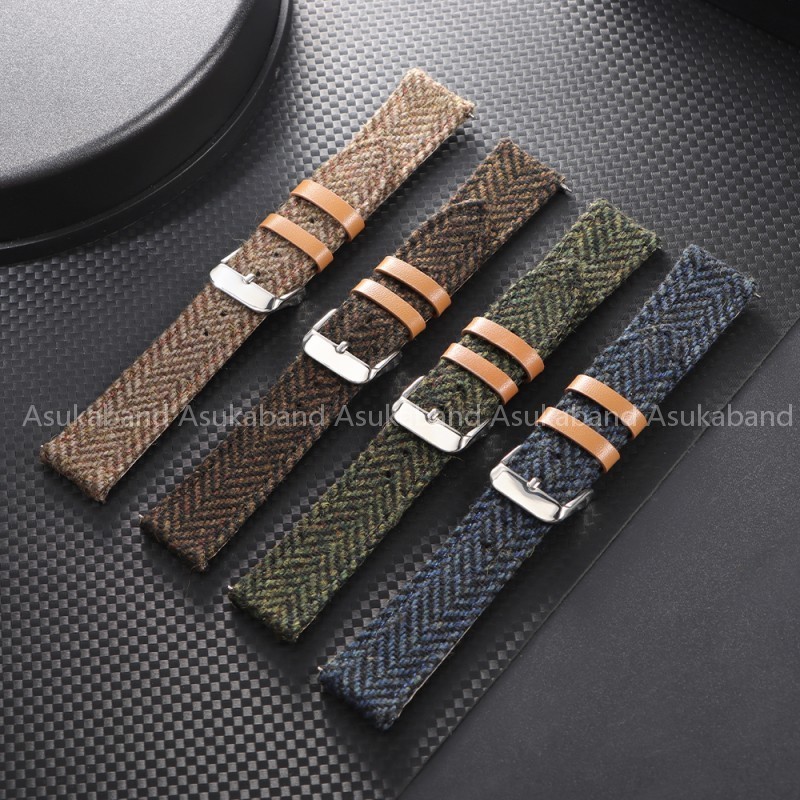 Vintage Nylon Da Đồng Hồ Dây Đeo 18mm 20mm 22mm Phong Cách Anh Quốc Retro Dệt Vải Bò Da Đồng Hồ Phát Hành Nhanh Đồng Hồ Vòng Tay Nam Nữ Quà Tặng Xanh Xanh Nâu