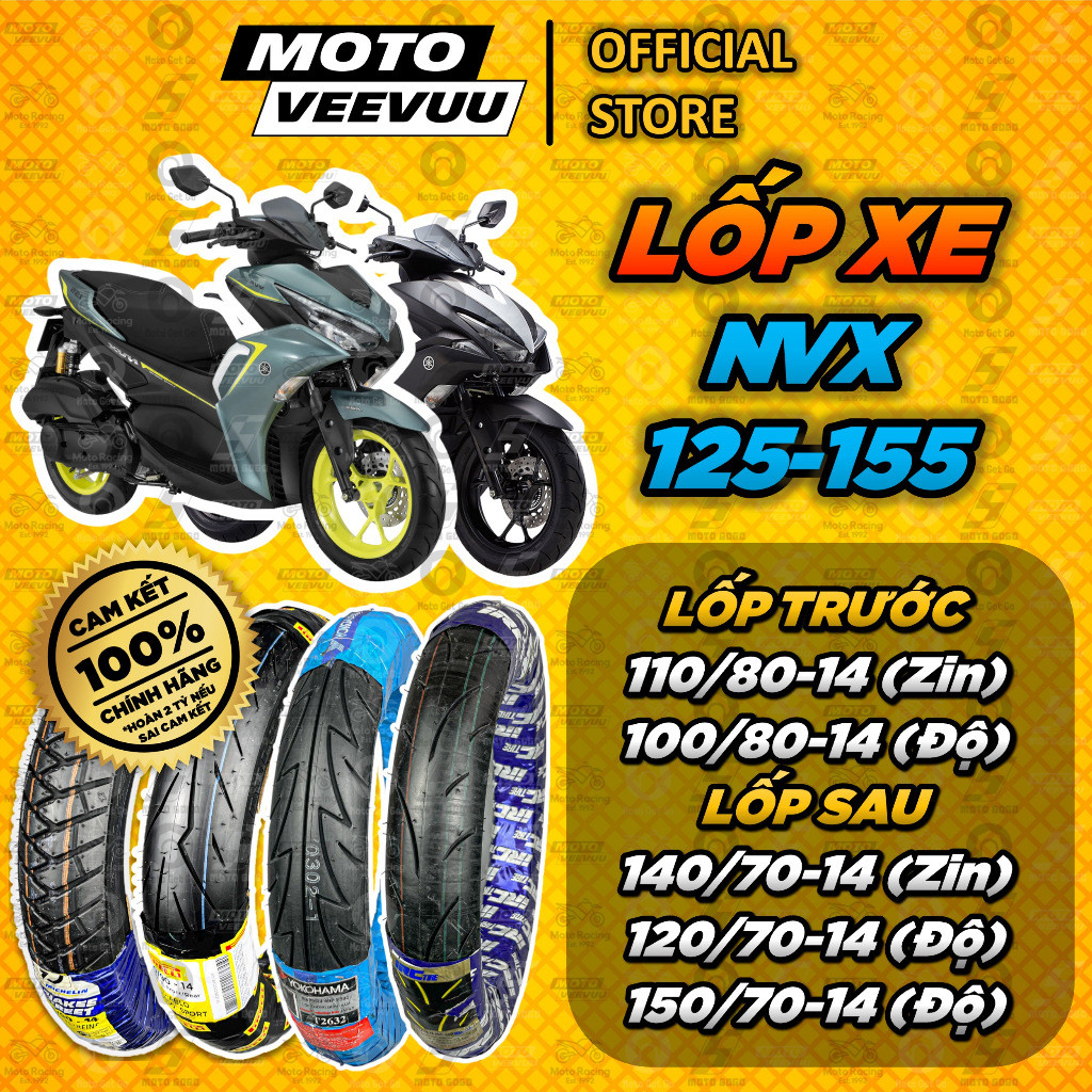 [MTVV] Vỏ lốp xe máy xe Yamaha NVX 125 155 CÁC HÃNG Size zin Trước 110/ ...