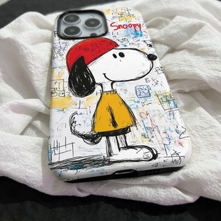 Ốp điện thoại 2 trong 1 phác thảo Snoopy tương thích với iPhone 15 Pro Max, Apple 16 14 Plus 11 / 12 / 13 Pro Max, vỏ bảo vệ chống sốc mới