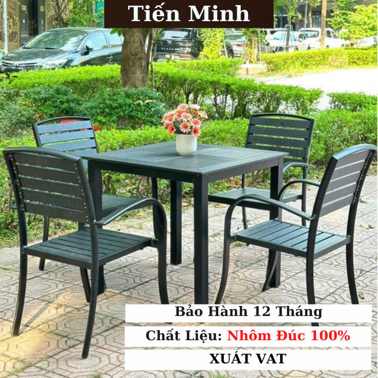 Bộ bàn ghế sân vườn ngoài trời Vuông Bàn ghế ban công ngoài trờ Composite Bàn ghế ngoài trời - TM22