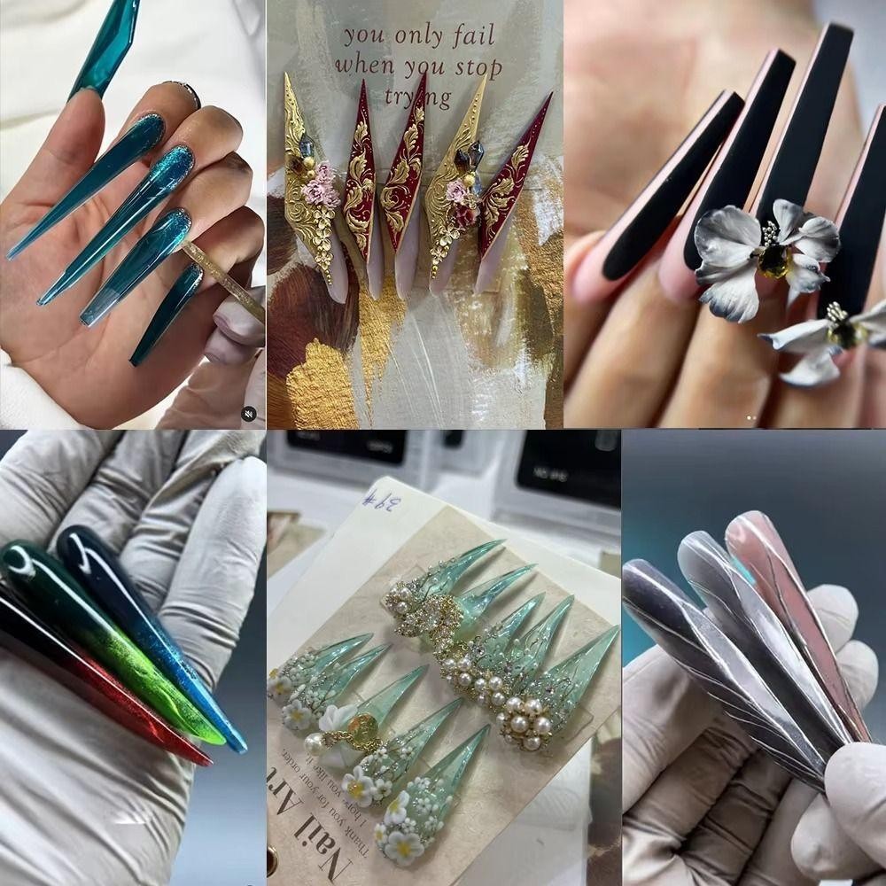 SAIA Advanced Shape Dual Forms, Full Cover Khuôn Nối Dài Móng Tay Có Thể Tái Sử Dụng, Extension Poly Nail Gel Cong Stiletto Dụng Cụ Thiết Kế Móng Tay
