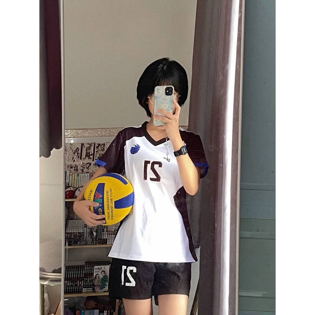 Bộ Quần Áo Bóng Chuyền Nam Nữ Trắng, Đồ Bóng Chuyền Áo Thể Thao Co Giãn Tốt, Thoáng Mát Có in Tên Số