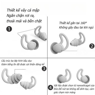 Nút Bịt Tai Silicon 3 Lớp Chống Ồn, Bảo Vệ Tai Khi Ngủ và Bơi Lội, Tiện Dụng, Êm Ái, Độ Bền Cao