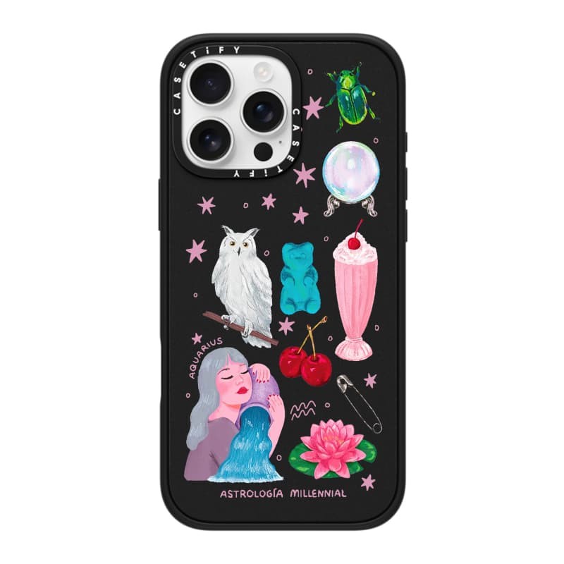 CASETiFY X Astrología Millennial Aquarius Case Matte Black Matte Purple Matte RosePink Clear Hard Case Impact Case cho Apple IPhone 13 14 15 16 Pro Max có hộp