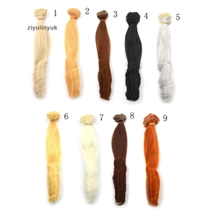 Ziyulinyuk dày 20CM tóc giả búp bê xoăn màu tự nhiên cho 1 / 3 1 / 4 1 / 6 DIY búp bê tóc EN