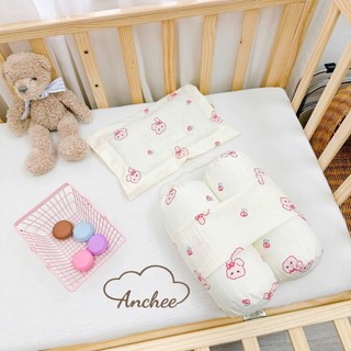 Bộ Gối Chặn Cho Bé Sơ Sinh Anchee Tặng Kèm Gối Thiết Kế Chống Lõm Đầu Chất Vải Gân Đũi Thoáng Mát