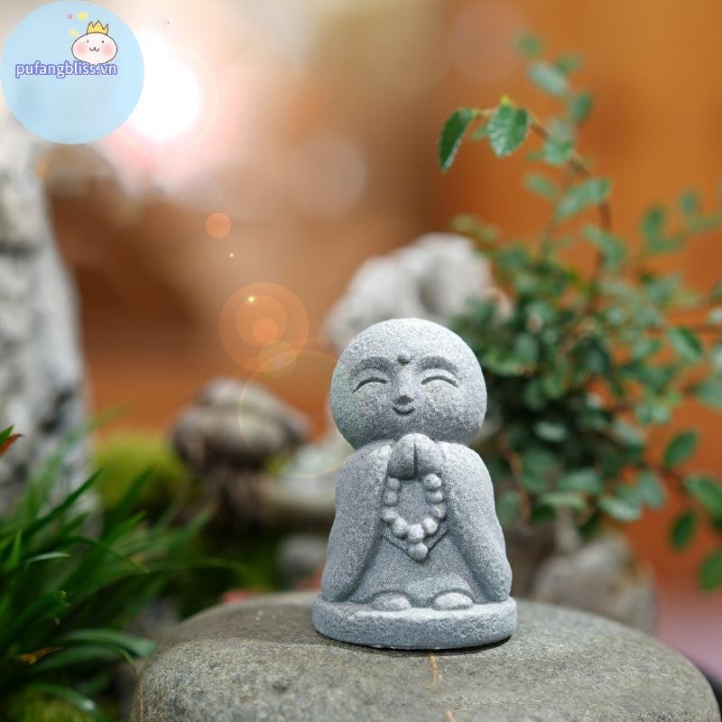 Pufangbliss Tượng Phật Dễ Thương Nhỏ Jizo Phật Điêu Khắc Các Bức Tượng Nhỏ Đồ Trang Trí Sân Vườn Phật Nhật Bản Ksitigarbha Bể Cá VN