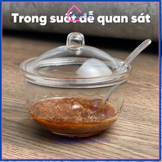 Hũ gia vị có nắp đậy và muỗng trong suốt đựng sa tế bàn quán ăn chất liệu nhựa - Phương Trang