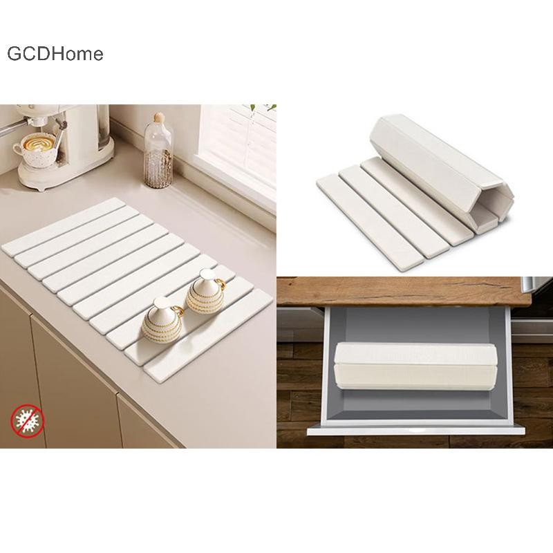 Gcdhome Đá Món Ăn Sấy Thảm Siêu Thấm Hút Diatomaceous Sấy Thảm Có Thể Gập Lại Đá Đĩa Thảm Nhà Bếp Mặt Bàn Crockery Thảm HOT