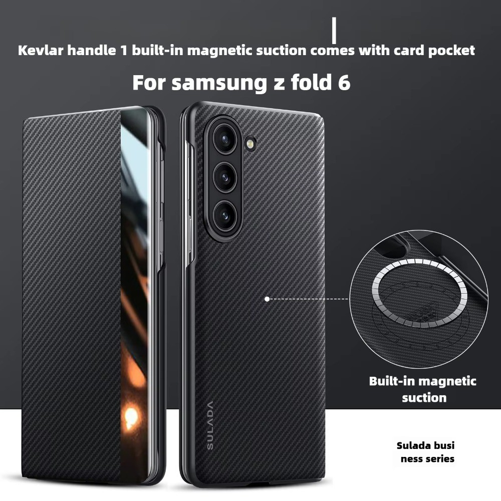 Ốp điện thoại cửa sổ thông minh họa sợi Carbon có giá đỡ thẻ cho Samsung Galaxy Z Fold 6 5 4 5G Flip Leather Cover
