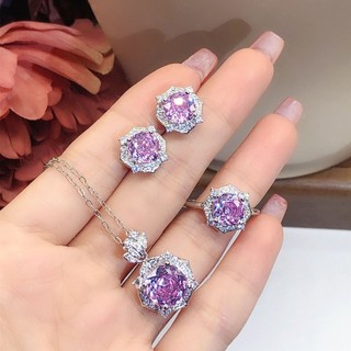 Châu Âu Mỹ ins Phong Cách Mới Kim Cương Hình Bát Giác Zircon Hoa Phù Hợp Với Nữ