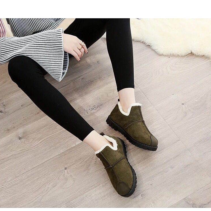 Giày Bông Mẫu mới thu đông Bốt đi tuyết dễ phối phong cách Hàn Quốc lót nhung giữ ấm cho nữ