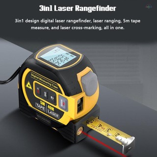 Máy đo khoảng cách Laser 3in1 Thước đo băng 5m Màn hình LCD với đèn nền Máy đo khoảng cách Thiết bị đo lường xây dựng Khu vực Thiết bị khảo sát