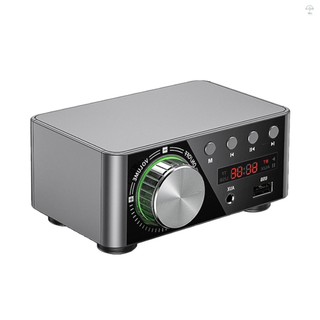 Bộ khuếch đại kỹ thuật số HIFI BT5.0 Bộ khuếch đại âm thanh nổi Mini 100W Bộ thu âm thanh kênh kép AMP âm thanh nổi USB AUX cho rạp hát tại nhà Máy nghe nhạc thẻ TF USB Sliver