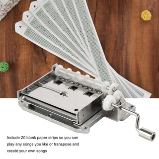 Bộ hộp nhạc 30 nốt DIY Hộp nhạc cơ có thể lập trình quay tay 30 nốt Hộp nhạc Quà tặng với 20 chiếc Băng giấy trống & Máy đục lỗ