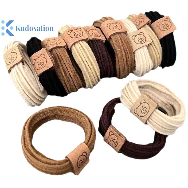 Kudosation Độ đàn hồi cao Dây buộc tóc dày Gấu dễ thương Dây cao su Phụ kiện tóc nữ
