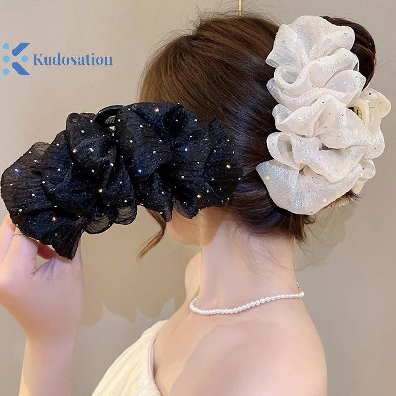 Kudosation Mùa Hè Ngọt Lưới Tuyn Ngôi Sao Bong Bóng Tóc Vuốt Kẹp Dành Cho Nữ Chắc Chắn Đuôi Ngựa Kẹp Mũ Đội Đầu Phụ Kiện