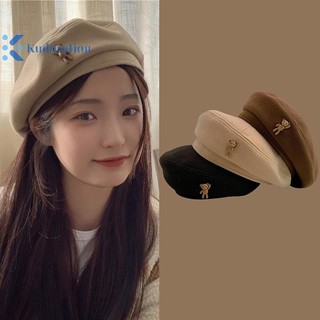Kudosation Phong Cách Hàn Quốc Thanh Lịch Mùa Đông Dễ Thương Gấu Chắc Chắn Mũ Nồi Len Họa Sĩ Mũ Nồi Mũ