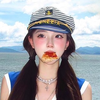 Mũ nồi hình bát giác phong cách hải quân nữ Retro Mũ đội trưởng phẳng của Anh