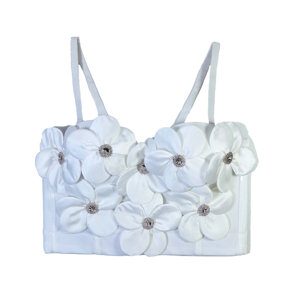 Trắng Ba Chiều Hoa Gợi Cảm Corset Xương Cá Áo Ngực Coaster Cao Cấp Mặc Ngoài Shapewear Sling