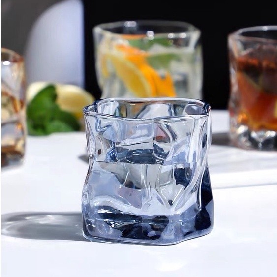 Cốc thủy tinh decor uống nước sáng tạo cốc xoắn, ly thuỷ tinh uống whisky cao cấp