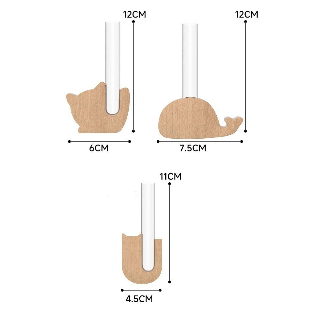 Bình hoa ống thử nghiệm CATIYAHA, Bình hoa mô phỏng bằng gỗ DIY, Nam châm tủ lạnh sáng tạo Trang trí tường từ tính Cây cảnh Mini