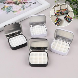 [savemoneyeveryday] Hộp thiếc màu nước rỗng di động 12 / 24 lưới Bảng sơn màu nước Bảng vẽ tranh du lịch Khay sơn Đồ dùng nghệ thuật [vn]