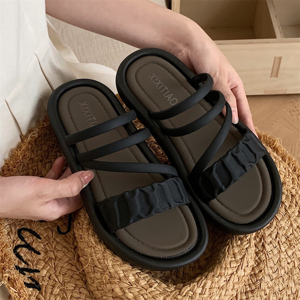 Xixitiao Dép Dép Màu Sắc Phù Hợp Với Mùa Hè Dép Đơn Giản Nữ Đế Mềm Thoải Mái