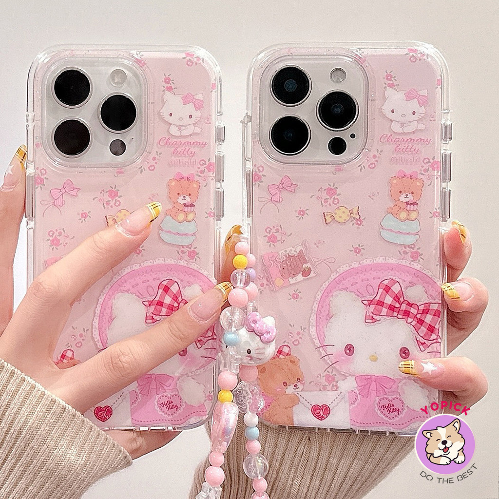 Ốp Điện Thoại Mèo Gấu Bông Hoa Hồng Cho IPhone 11 12Pro 13 14Plus 15Pro Max 16Plus 16Pro XR XS Max 7 8Plus Có Dây Xích Cô Gái Chống Rơi Vỏ Điện Thoại Di Động BB Dễ Thương