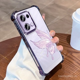 Ốp lưng OPPO Reno 13F 13 Casing OPPO Reno 13F A5 Pro 5G 13 Pro Casing hình bướm dễ thương, trong suốt, mềm mại, chống sốc với màng bảo vệ ống kính camera, túi khí dày, sang trọng trong suốt