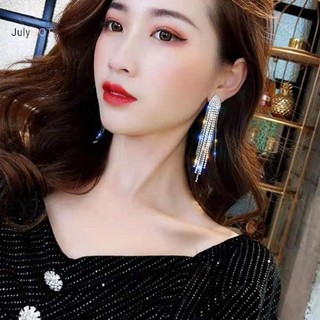 Julyhot Dài sel Full Kim Cương Giả Thả Bông Tai Nữ Ovsize Pha Lê Tòn Ten Bông Tai Trang Sức Thời Trang Phụ Kiện Massivedeals