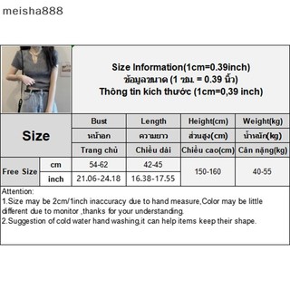 Meisha888 Mùa Hè Màu Trơn Cổ Chữ V Tay Ngắn Dệt Kim Áo Thun Nữ Slim Crop Top Đẹp