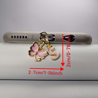 1 Sáng Tạo Màu Hồng Bướm Và Chữ Điện Thoại Di Động Cắm Bụi / Phong Cách Châu Âu 26 Chữ Cái Mặt Dây Chuyền Điện Thoại Di Động Treo Trang Trí