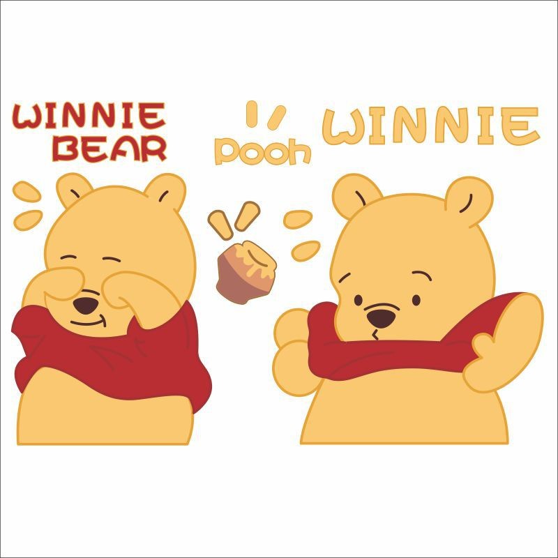 Nhãn dán Winnie The Pooh dễ thương, nhãn dán xe hơi, nhãn dán tường, nhãn dán chống nước, nhãn dán xe máy, nhãn dán tủ lạnh 98Q5