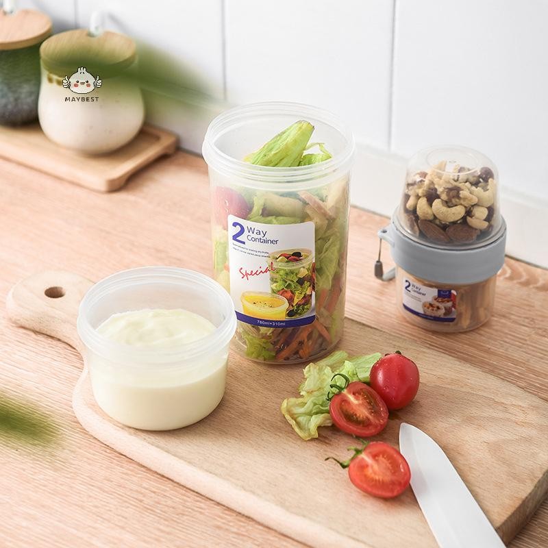 Maybest Cốc Ăn Trưa Hai Lớp Đi Chơi Hộp Cơm Trưa Sữa Chua Bảo Quản Hạt Ăn Tươi {VN}