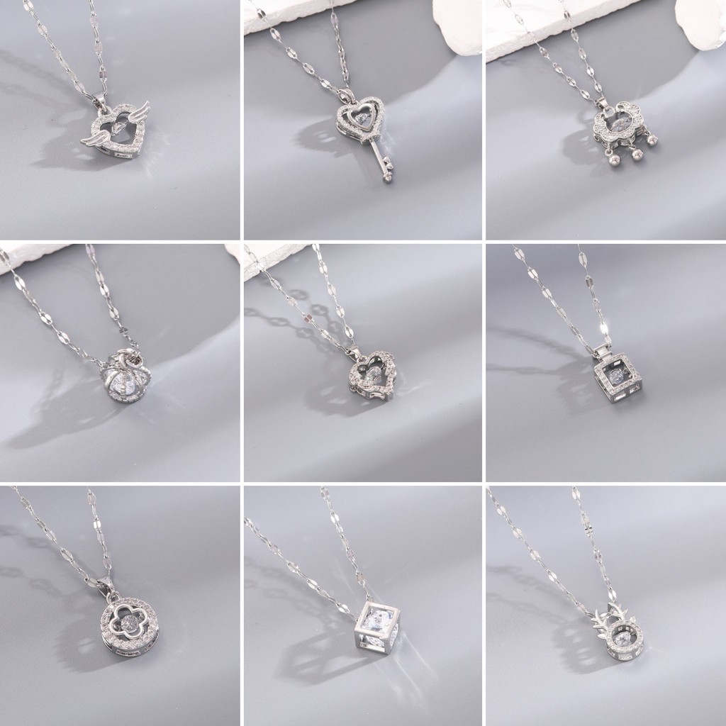 [Vòng cổ thép titan] Vòng cổ thông minh Hàn Quốc Nhật Bản Mặt dây chuyền hình trái tim Chuỗi xương đòn không phai màu Cánh thiên thần nữ Ánh sáng sang trọng Micro-Ind R