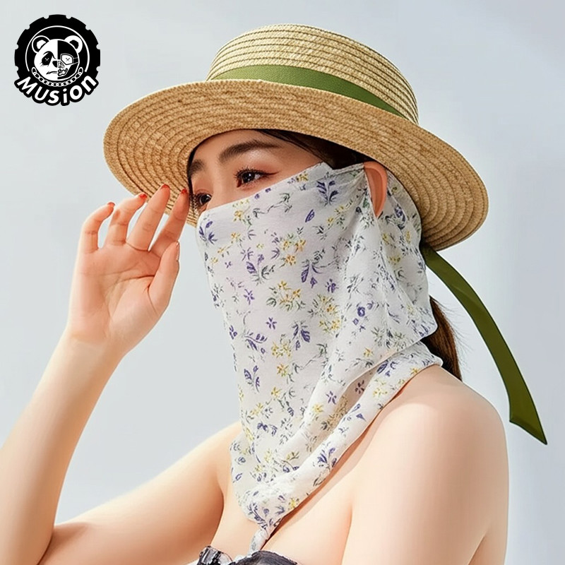 Musion Treo Tai Thoáng Khí Mặt nạ Bandana Mặt nạ Chống Nắng Chống Nắng Chống Tia UV Đi Xe Đạp Nam Nữ Khăn Lụa Khăn Tay Khăn Veil Mỏng Phong Cách