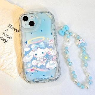 Cinnamoroll Kuromi Melody Ốp Lưng Tương Thích Cho iPhone 15 16 13 Pro 16E 14 11 12 Pro Max 13 Mini 16 15 14 Plus Cô Gái Hạt Hoạt Hình Dây Xích Nơ Mềm TPU Vỏ Điện Thoại